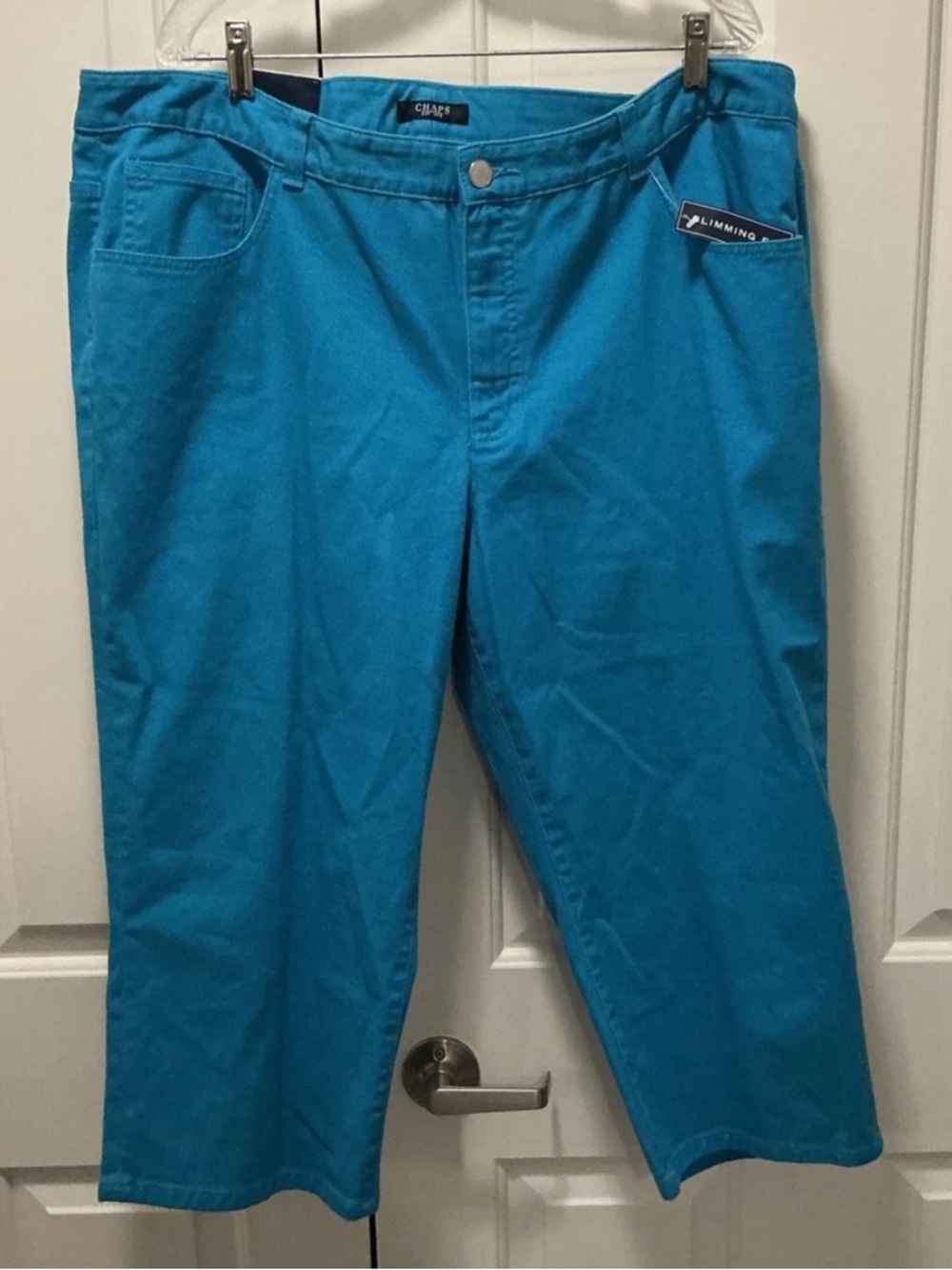 Chaps Women’s Denim Slimming Fit Capri Pants Turqouise Size 20W NWTs